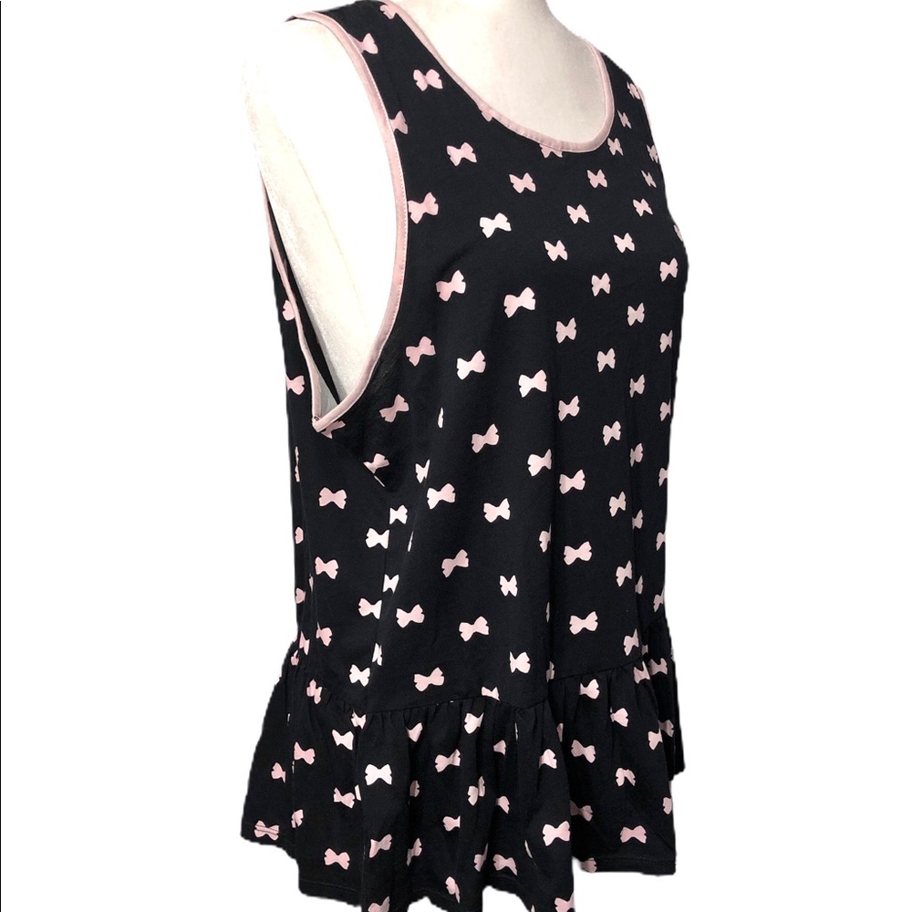 Women’s Black & Pink Bow Print Sleep Tank